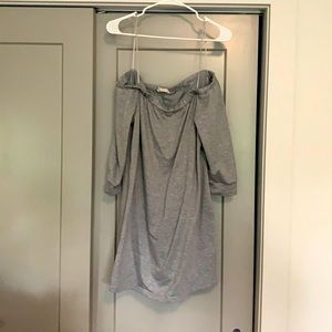Gray sweatshirt strapless dress